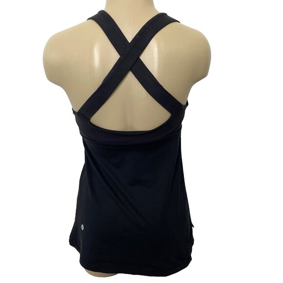 Lululemon Cross Back Tank Top Womens size 6 Black Bra Top Workout Yoga Running - Picture 2 of 9